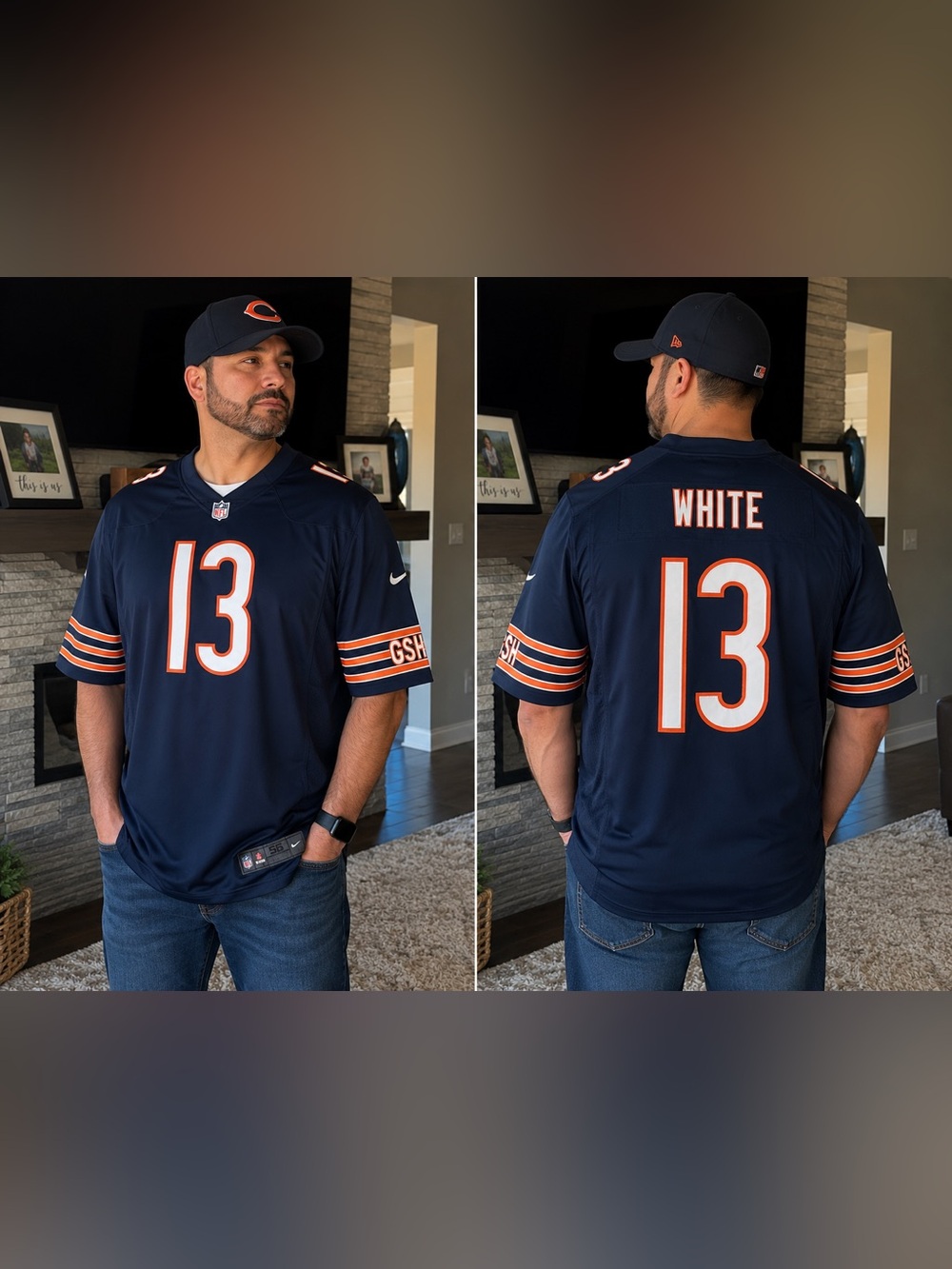 Nike Men’s Navy Chicago Bears Football Jersey - #13 White